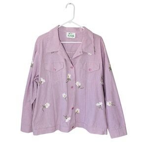 VINTAGE THE QUACKER FACTORY Gingham Daisy Embroidered Jacket